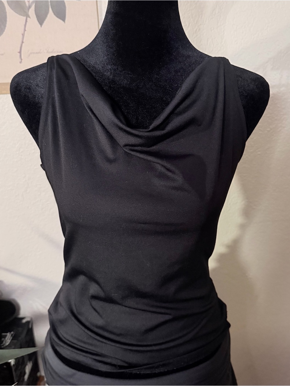 Black Cowl Neck Tank Top